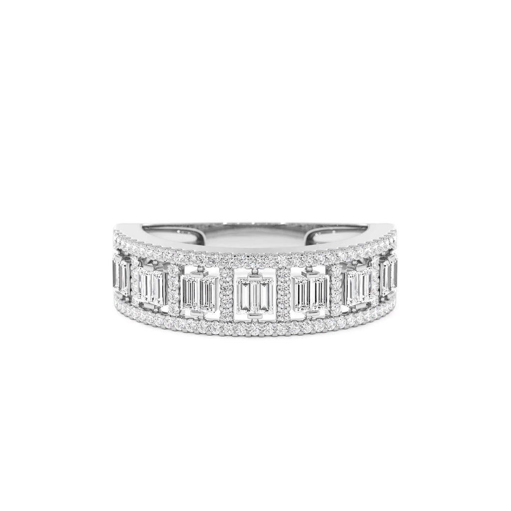 Wide Diamond Baguette Pave Ring in 14K Gold — view 4