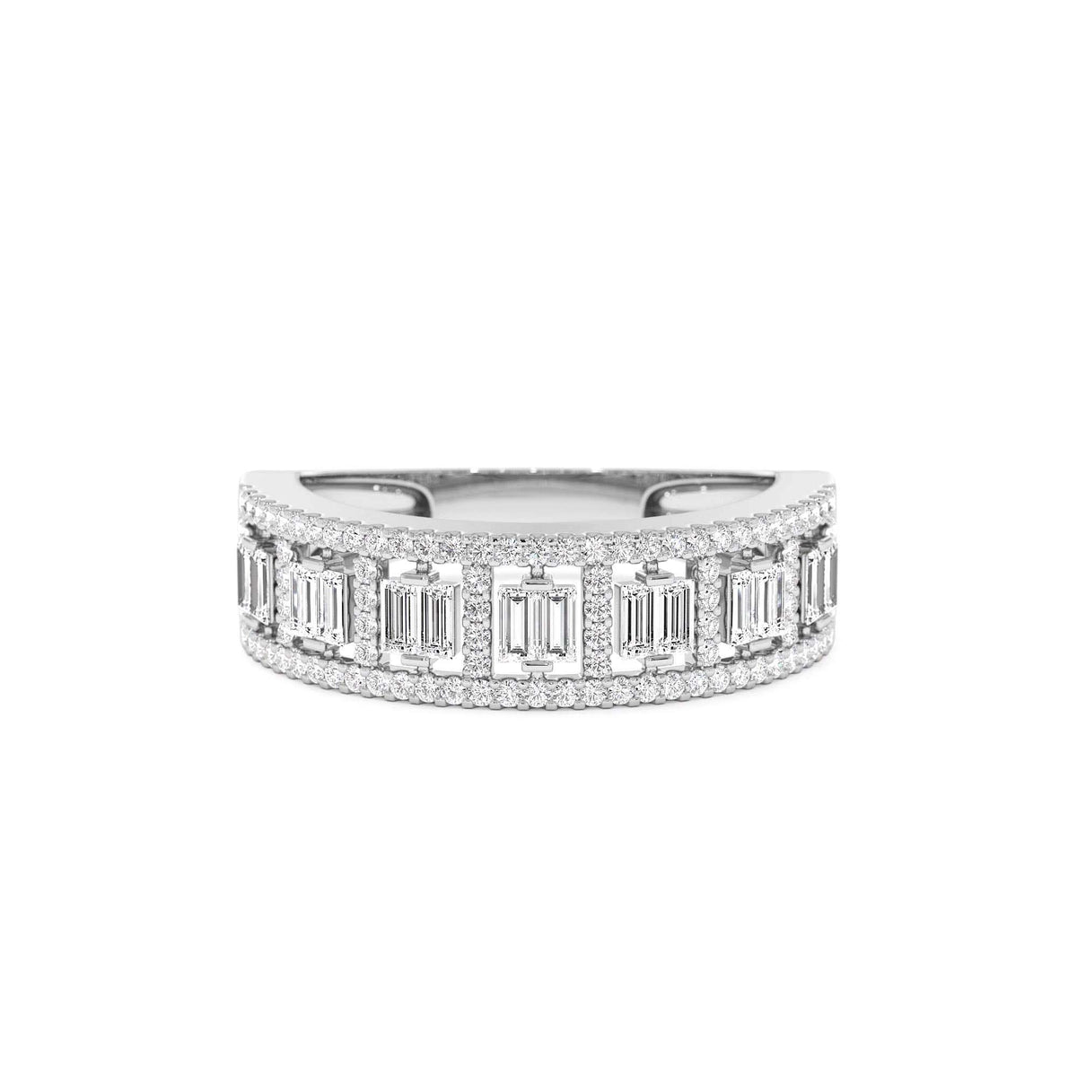 Wide Diamond Baguette Pave Ring in 14K Gold — view 4