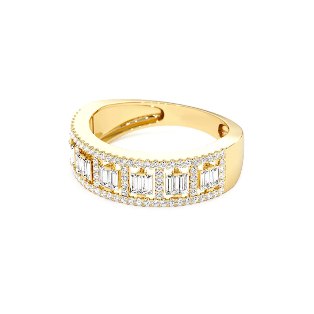Wide Diamond Baguette Pave Ring in 14K Gold — view 2
