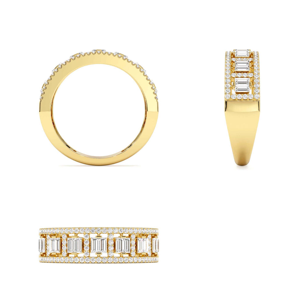 Wide Diamond Baguette Pave Ring in 14K Gold — view 3