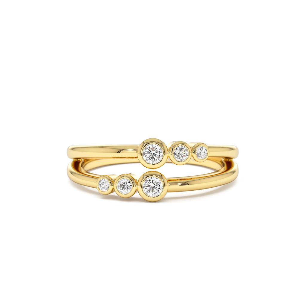 Double Row Bezel Setting Diamond Ring in 14K Gold — view 1