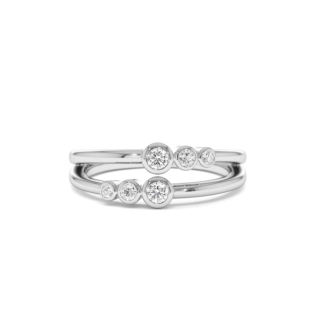 Double Row Bezel Setting Diamond Ring in 14K Gold — view 4