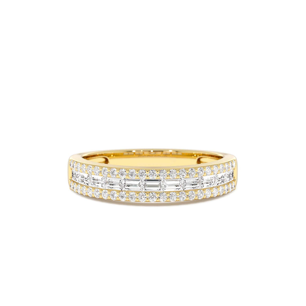 Horizontal Set Baguette Diamond Anniversary Band in 14K Gold — view 1