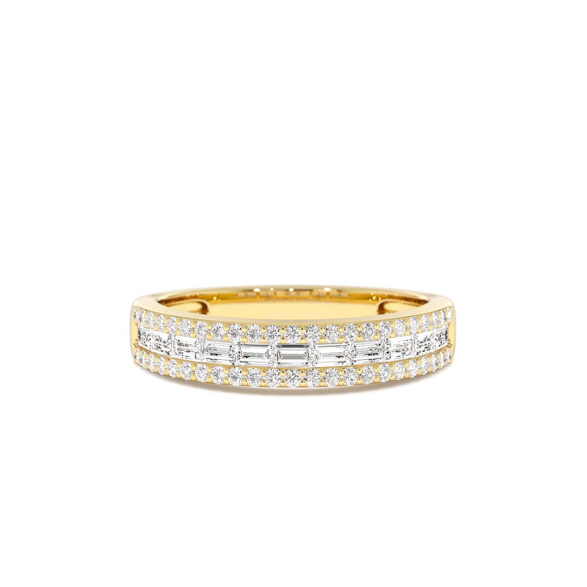 Horizontal Set Baguette Diamond Anniversary Band in 14K Gold — view 1