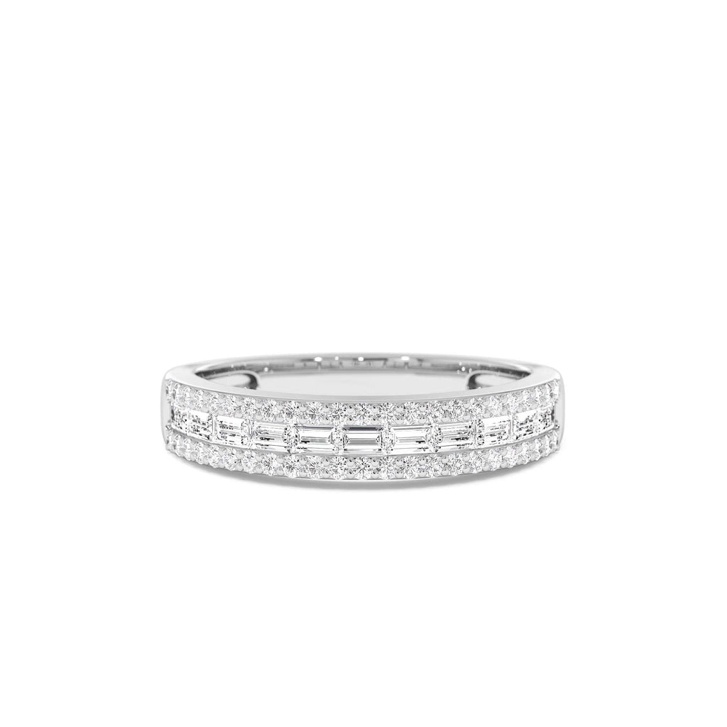 Horizontal Set Baguette Diamond Anniversary Band in 14K Gold — view 4