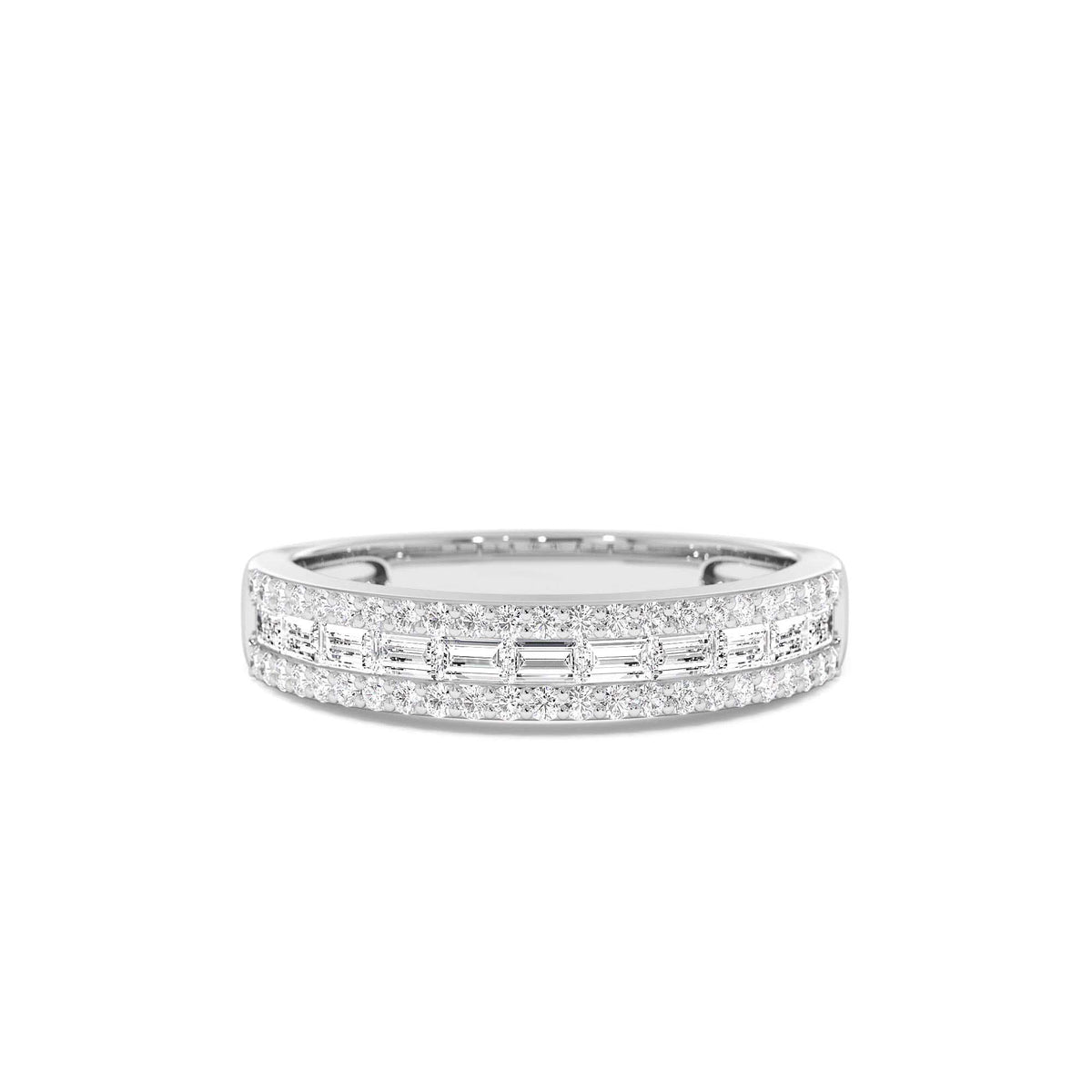 Horizontal Set Baguette Diamond Anniversary Band in 14K Gold — view 4