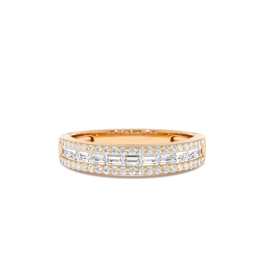 Horizontal Set Baguette Diamond Anniversary Band in 14K Gold — view 5