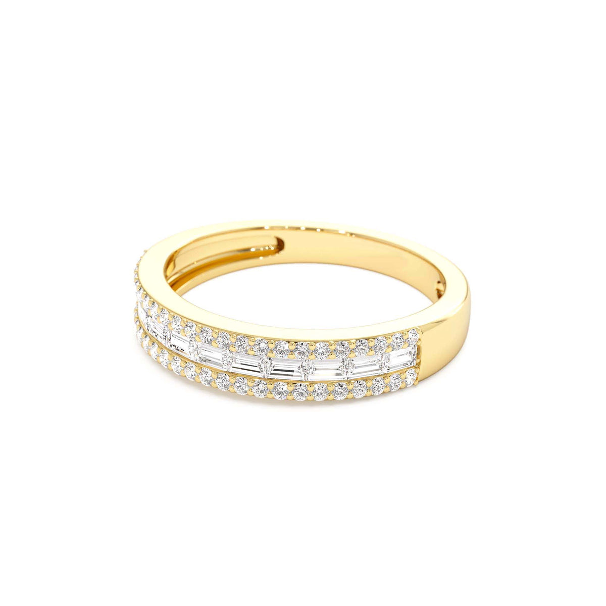 Horizontal Set Baguette Diamond Anniversary Band in 14K Gold — view 2