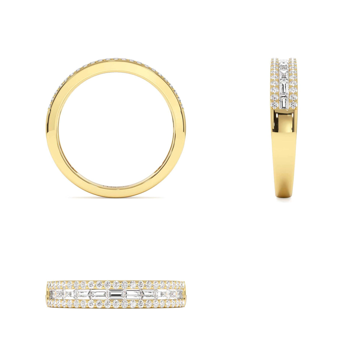 Horizontal Set Baguette Diamond Anniversary Band in 14K Gold — view 3