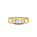 Baguette and Round Diamond Unique Statement Ring in 14K Gold — view 1