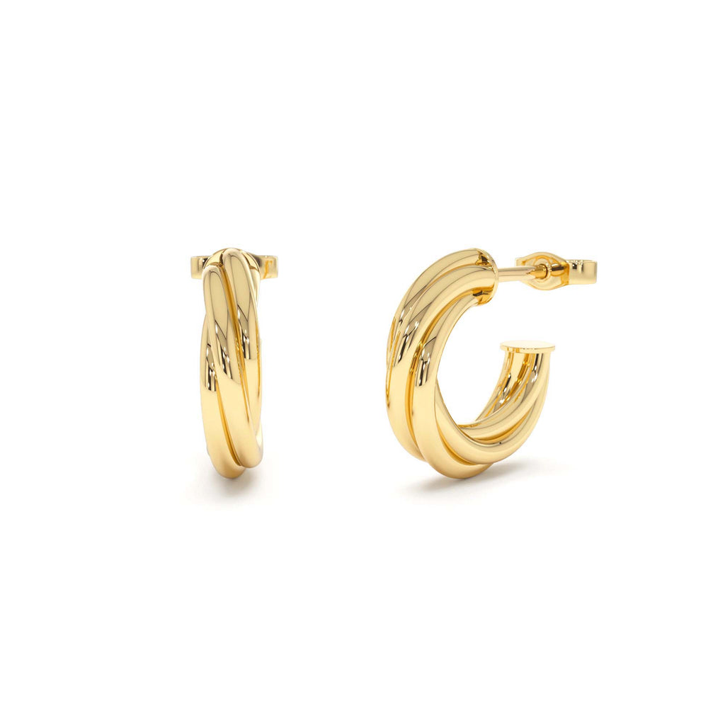 Bold Twisted Curve Earrings in 14K Gold — view 1