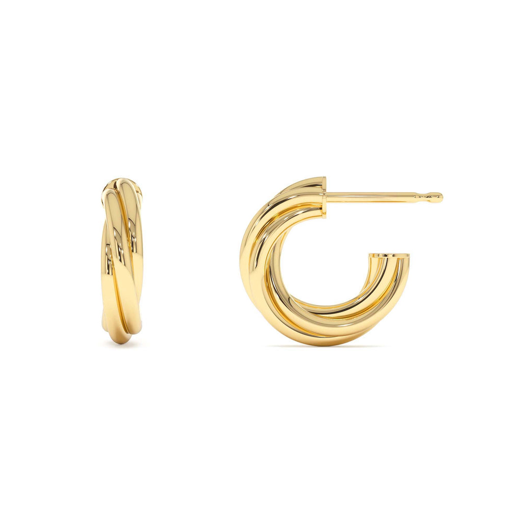Bold Twisted Curve Earrings in 14K Gold — view 2
