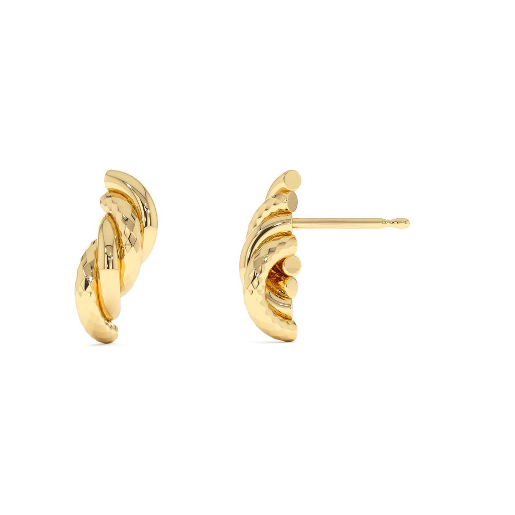 Twisted Curve Earrings in 14K Gold — view 2
