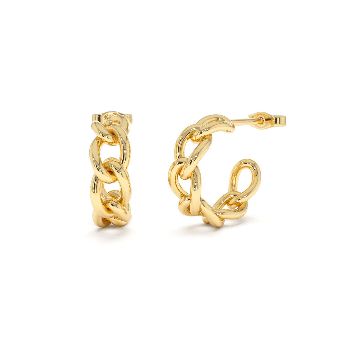15MM Link Hoops in 14K Gold — view 1