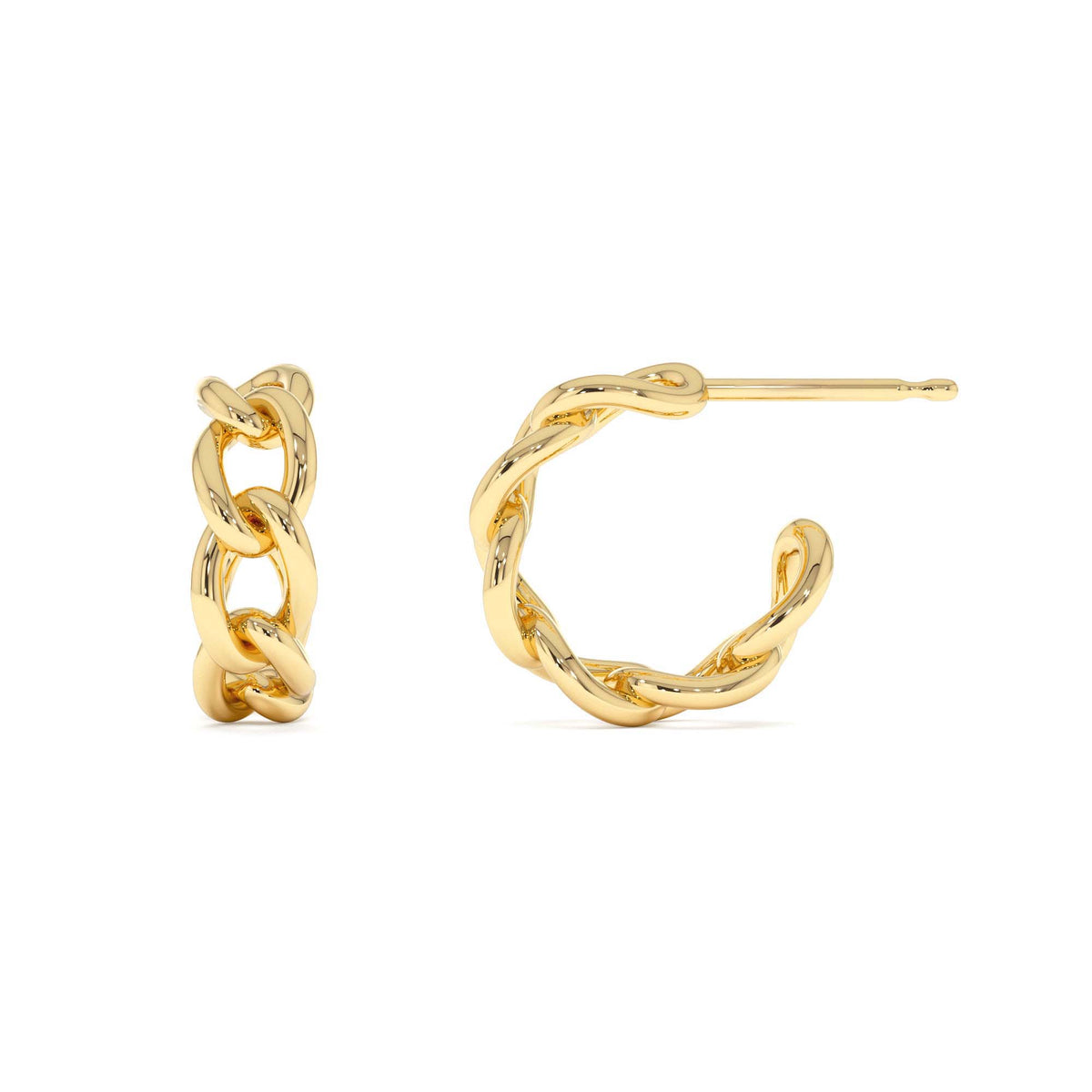 15MM Link Hoops in 14K Gold — view 2