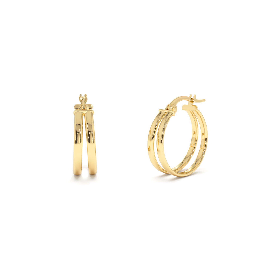 16MM Dual Row Hoops in 14K Gold — view 1