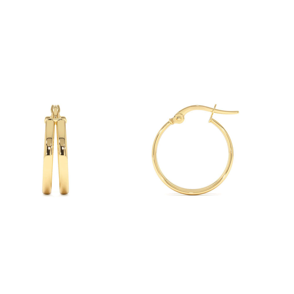 16MM Dual Row Hoops in 14K Gold — view 2