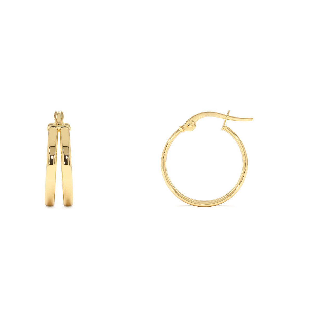 16MM Dual Row Hoops in 14K Gold — view 2