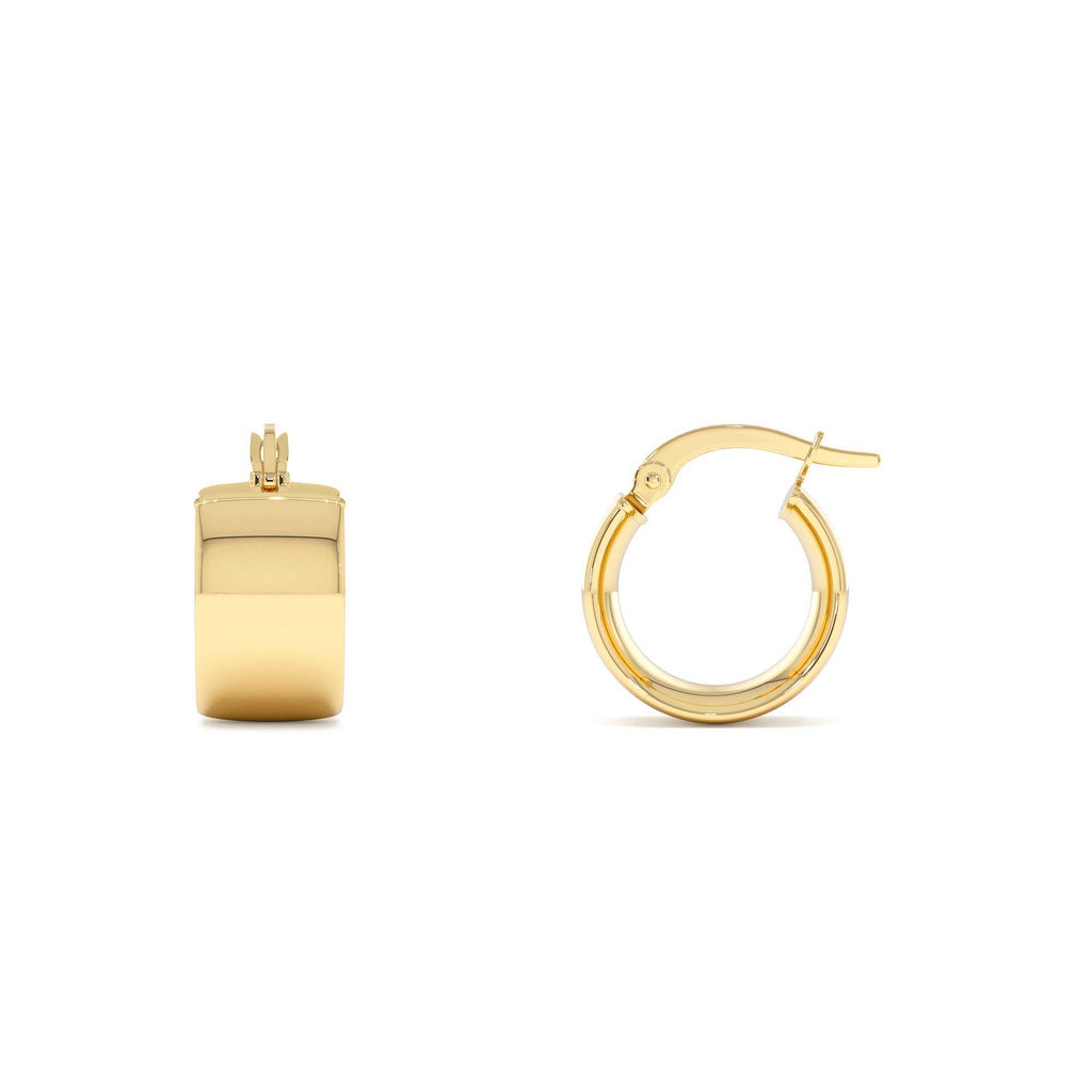 8MM Wide Hoop Earrings in 14K Gold — view 2