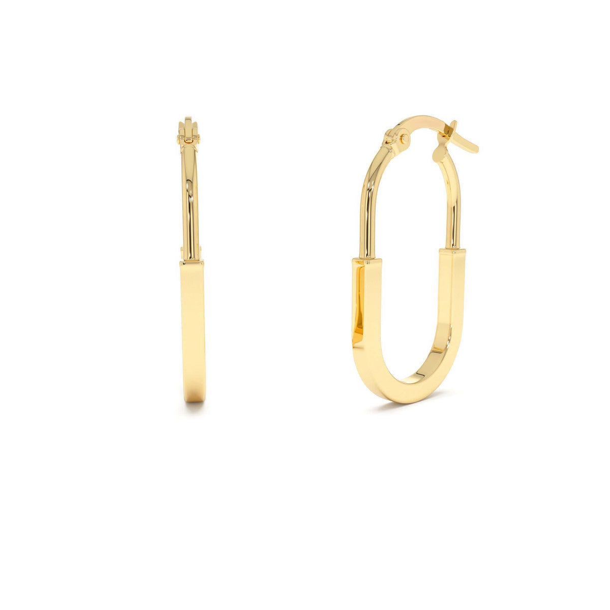 Flat Edge Hoop Earrings in 14K Gold — view 1