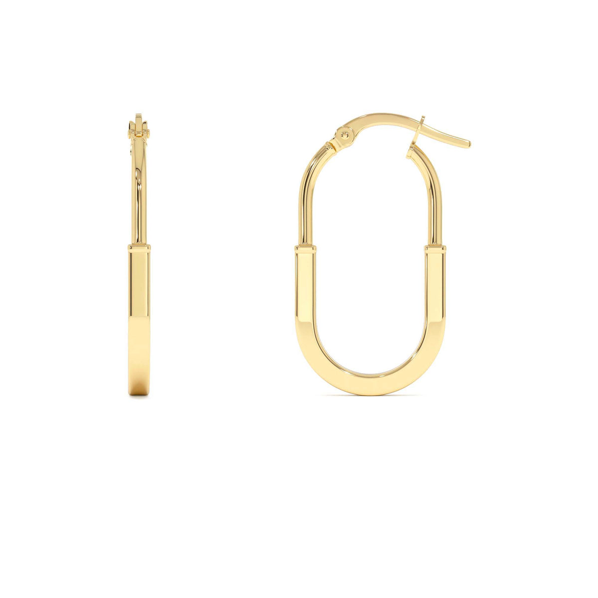 Flat Edge Hoop Earrings in 14K Gold — view 2