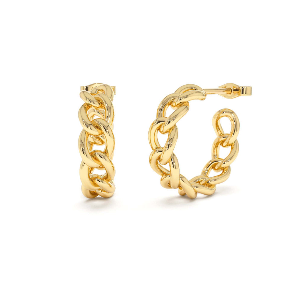 Chain Link Statement Hoop Earrings in 14K Gold — view 1