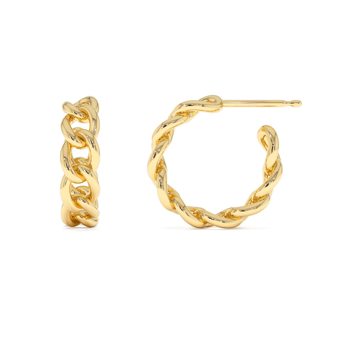Chain Link Statement Hoop Earrings in 14K Gold — view 2