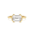 2.00 CTW Half Bezel East-West Emerald Cut Lab-Grown Engagement Ring in 14K Gold — view 1