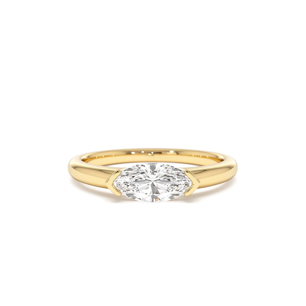 0.75 CTW Marquise Shaped East-West Lab-Grown Engagement Ring in 14K Gold — view 1