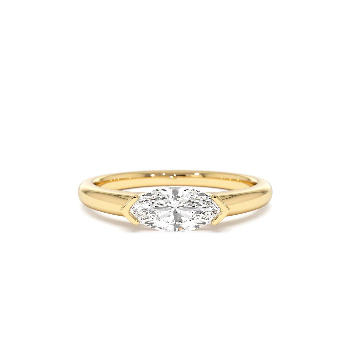 0.75 CTW Marquise Shaped East-West Lab-Grown Engagement Ring in 14K Gold — view 1