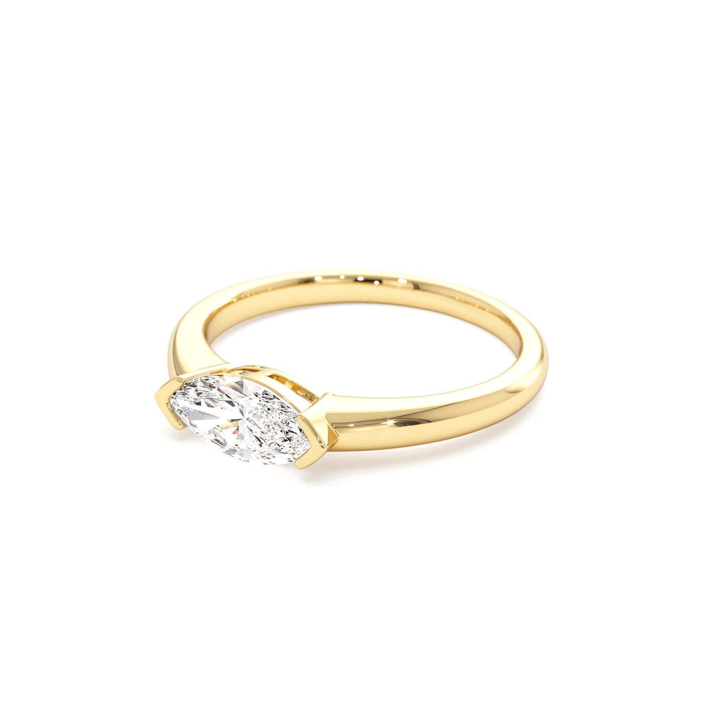 0.75 CTW Marquise Shaped East-West Lab-Grown Engagement Ring in 14K Gold — view 2