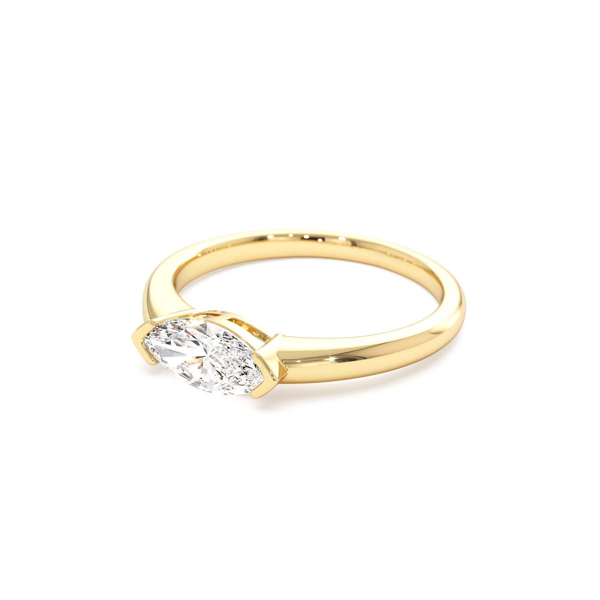 0.75 CTW Marquise Shaped East-West Lab-Grown Engagement Ring in 14K Gold — view 2