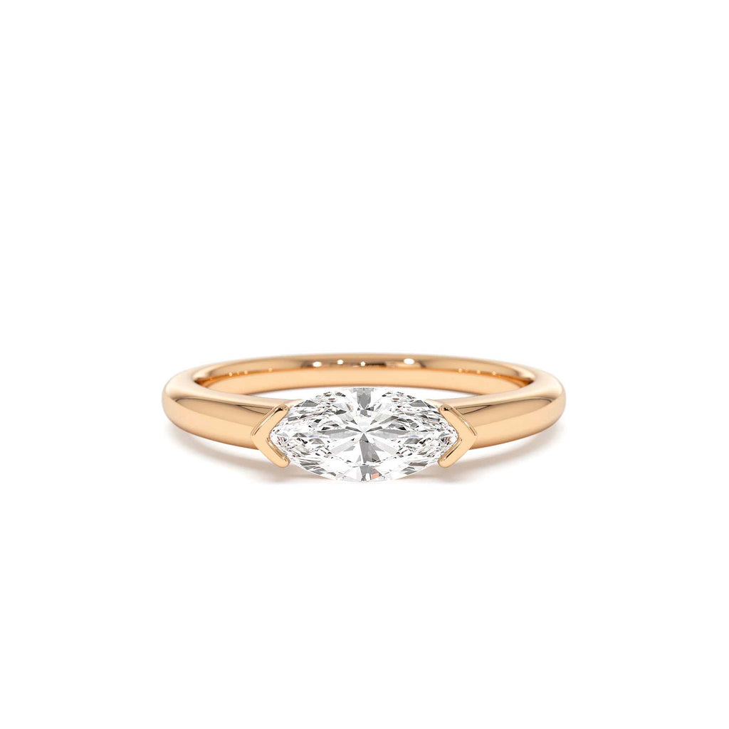0.75 CTW Marquise Shaped East-West Lab-Grown Engagement Ring in 14K Gold — view 4