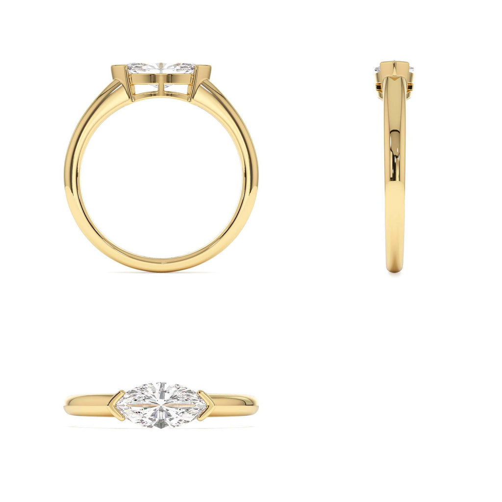 0.75 CTW Marquise Shaped East-West Lab-Grown Engagement Ring in 14K Gold — view 5