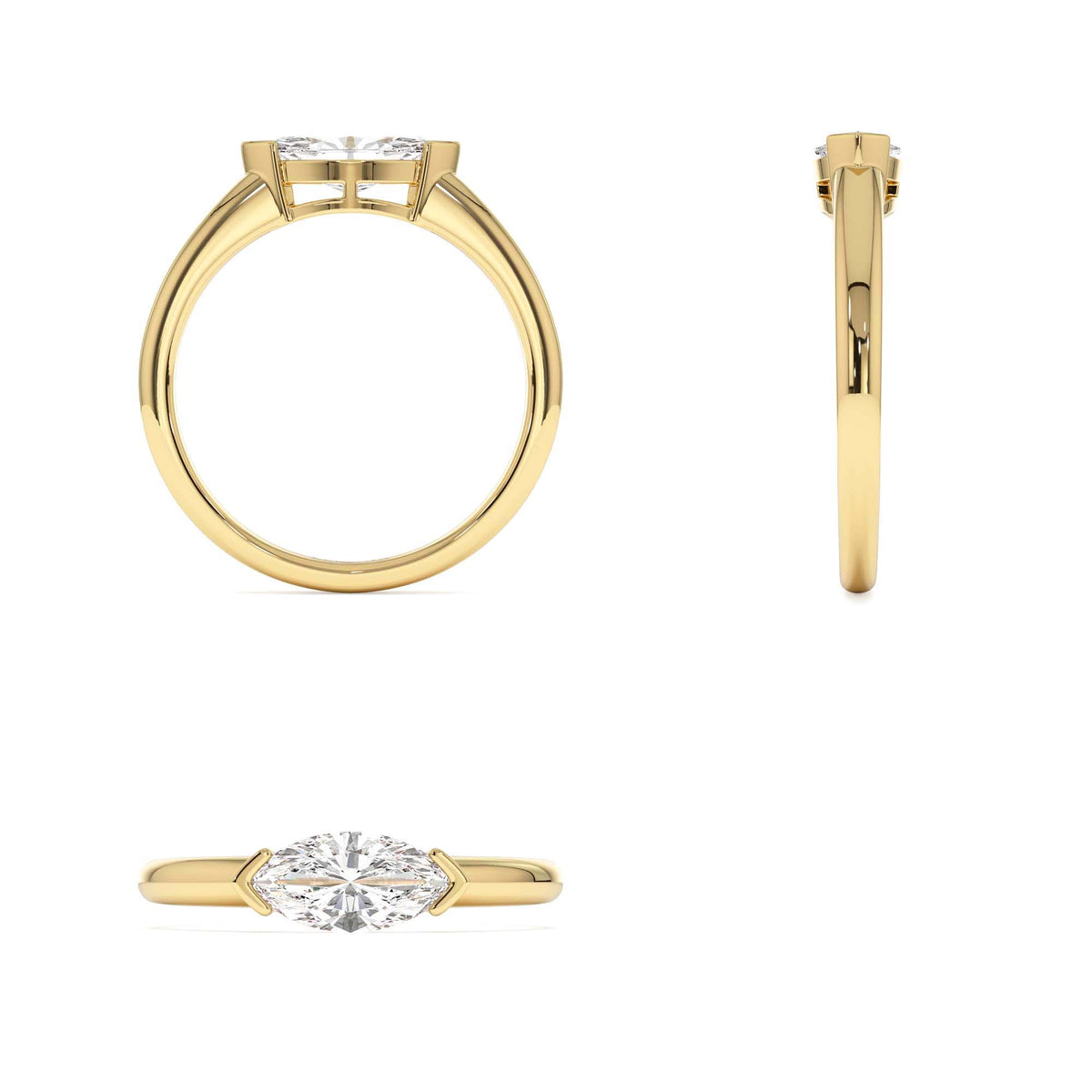 0.75 CTW Marquise Shaped East-West Lab-Grown Engagement Ring in 14K Gold — view 5