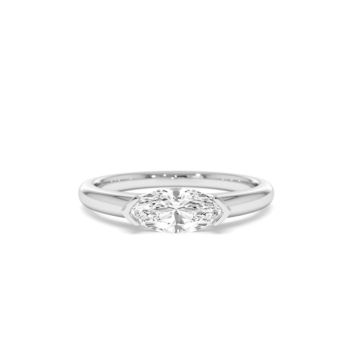 0.75 CTW Marquise Shaped East-West Lab-Grown Engagement Ring in 14K Gold — view 3