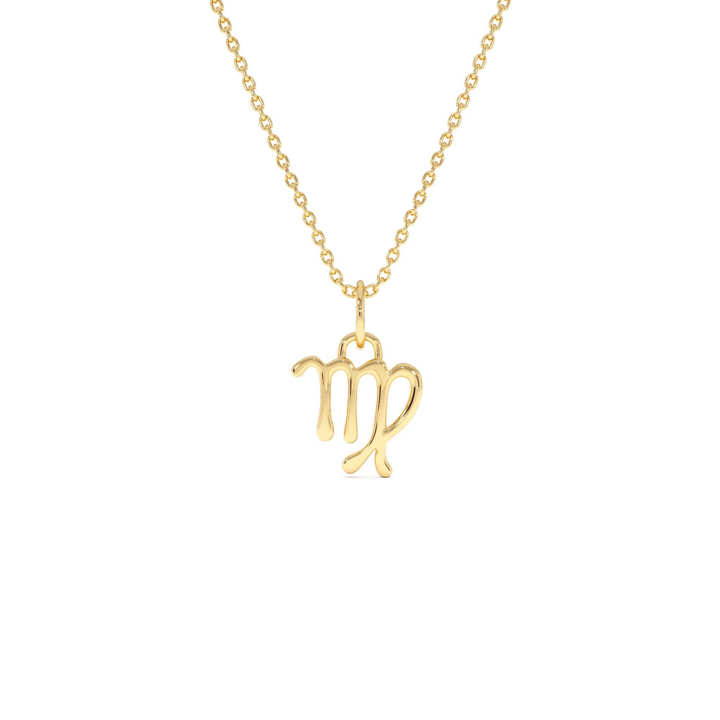 Virgo Zodiac Charm Necklace in 14K Gold — view 1