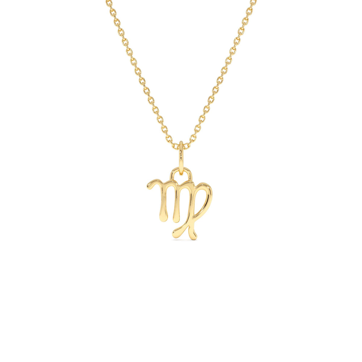 Virgo Zodiac Charm Necklace in 14K Gold — view 1