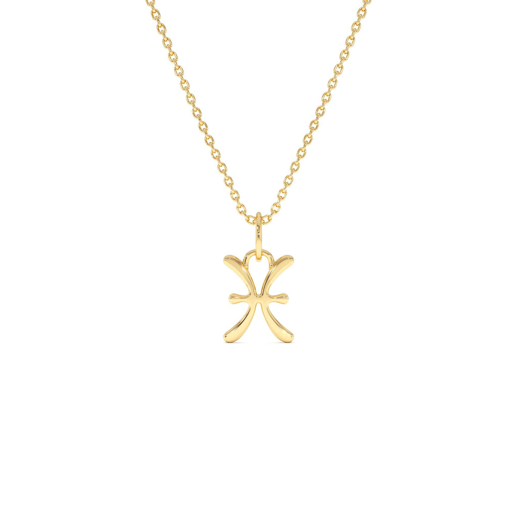 Pisces Zodiac Charm Necklace in 14K Gold — view 1