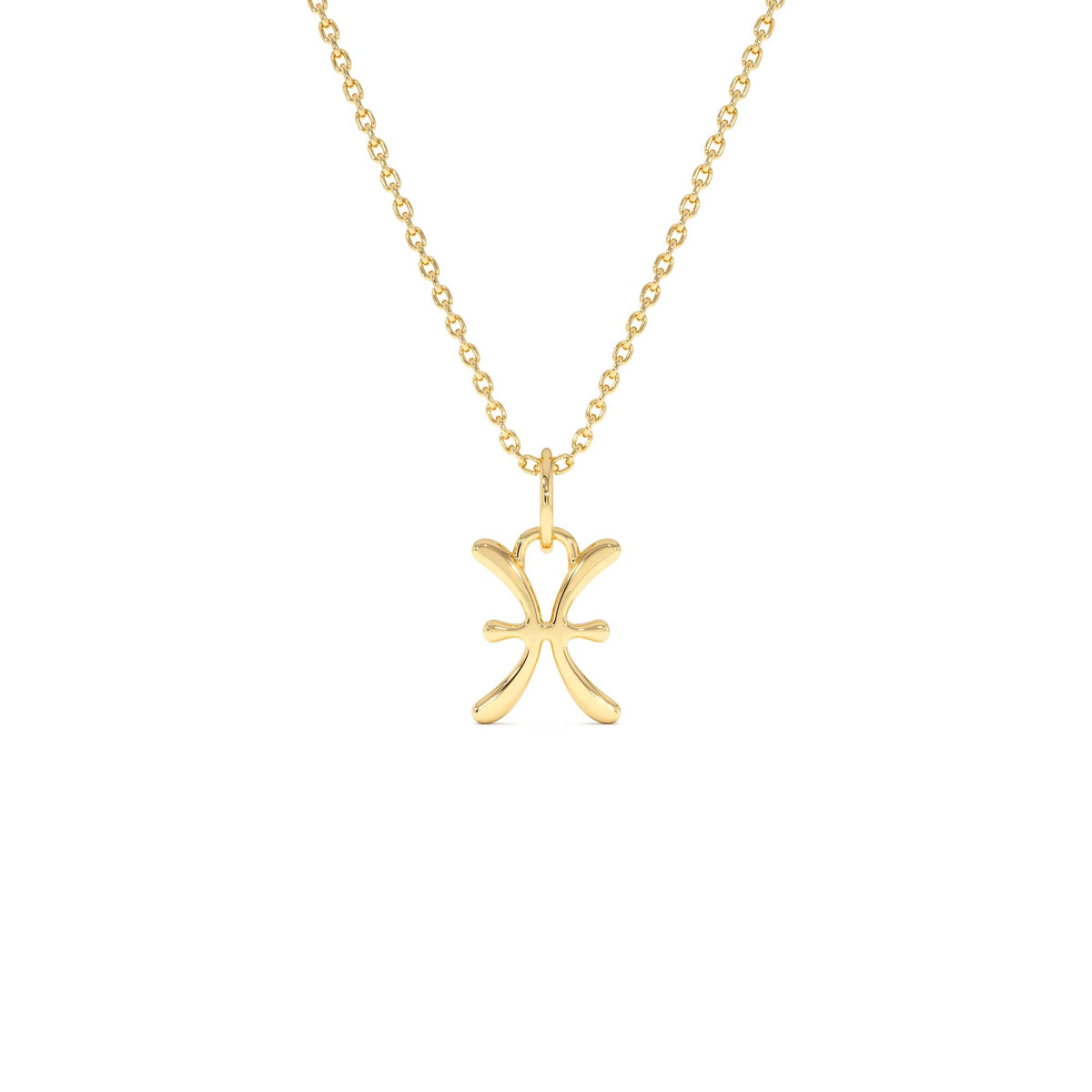 Pisces Zodiac Charm Necklace in 14K Gold — view 1