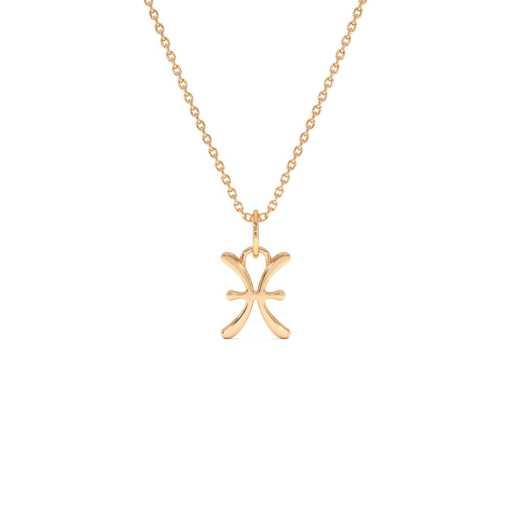 Pisces Zodiac Charm Necklace in 14K Gold — view 3