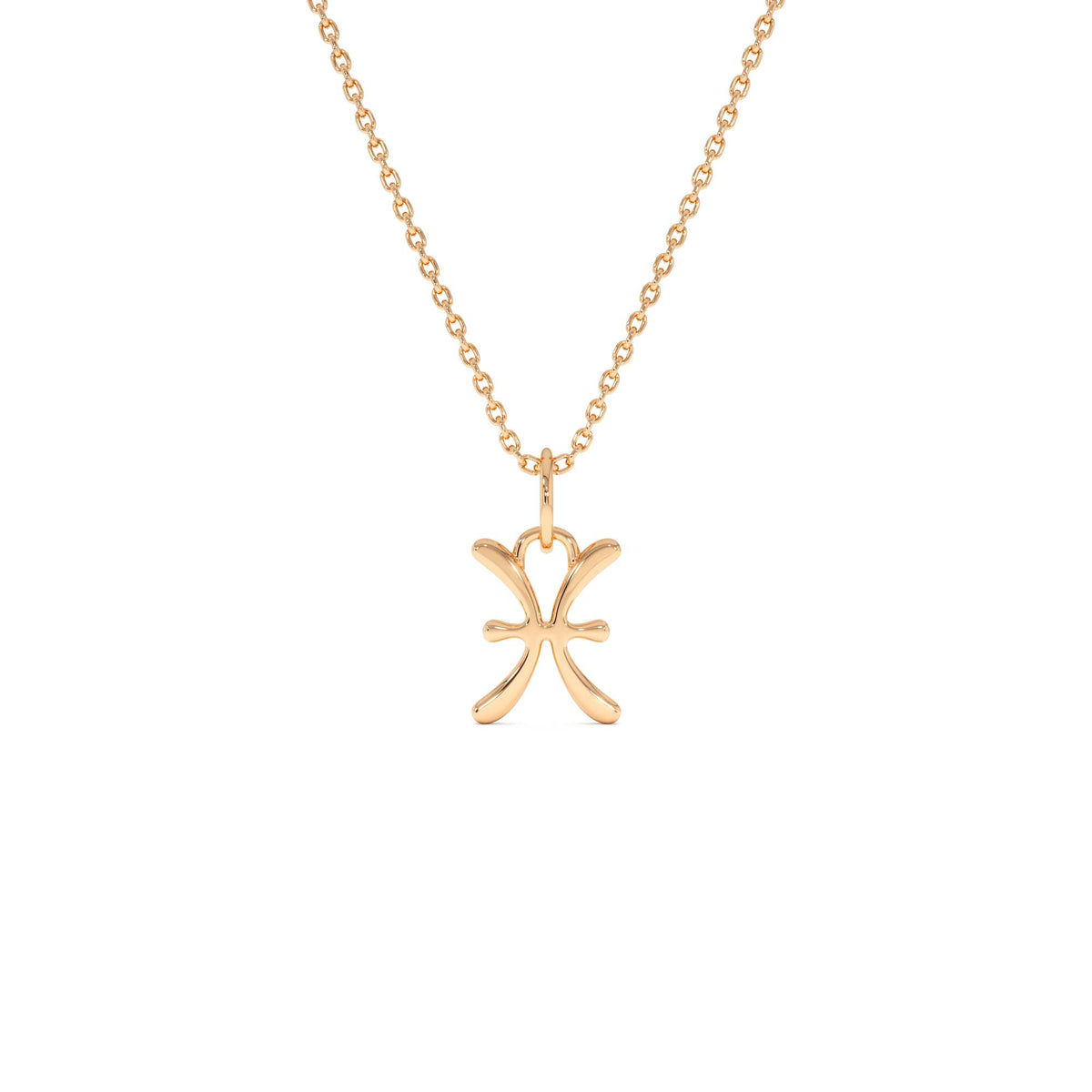 Pisces Zodiac Charm Necklace in 14K Gold — view 3