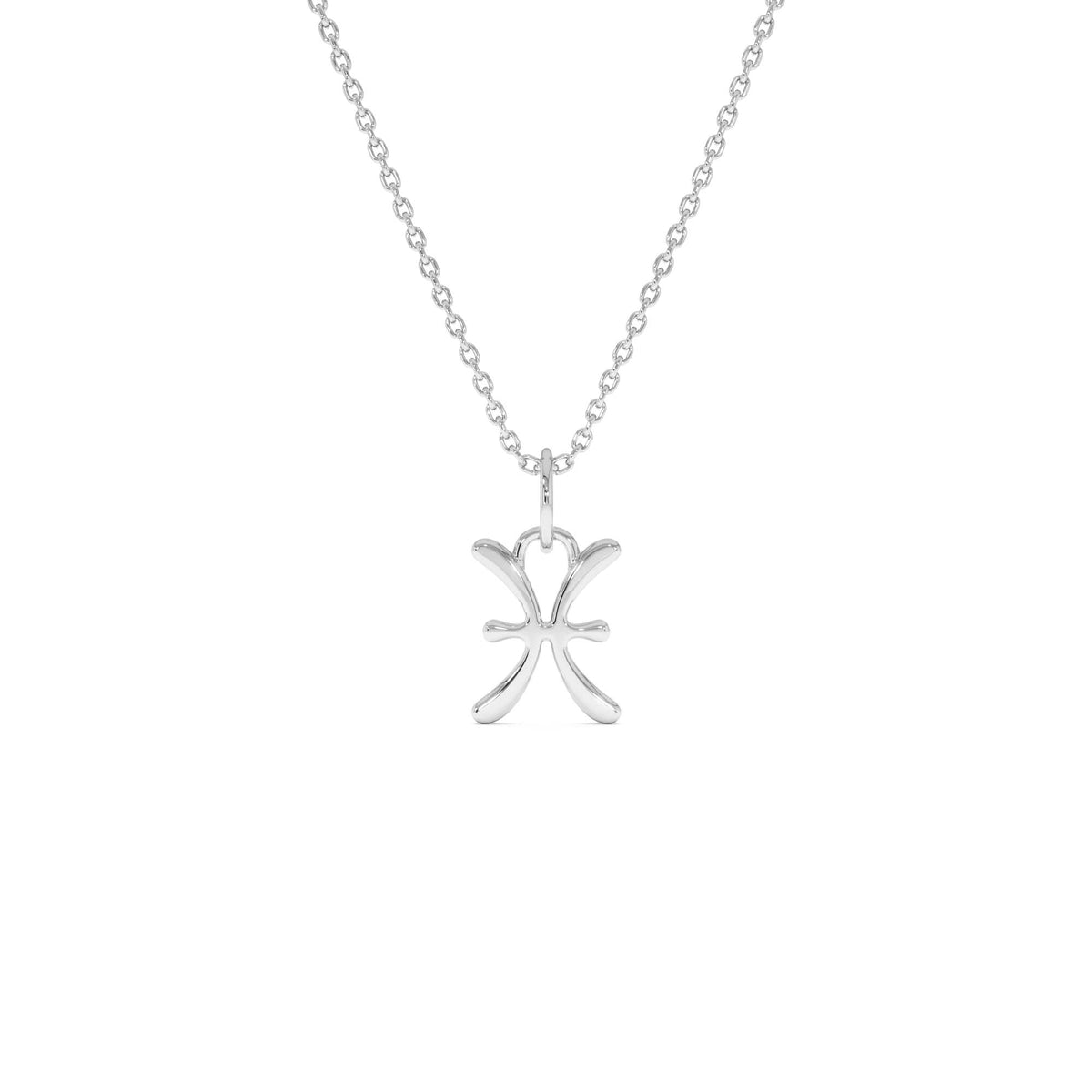 Pisces Zodiac Charm Necklace in 14K Gold — view 2