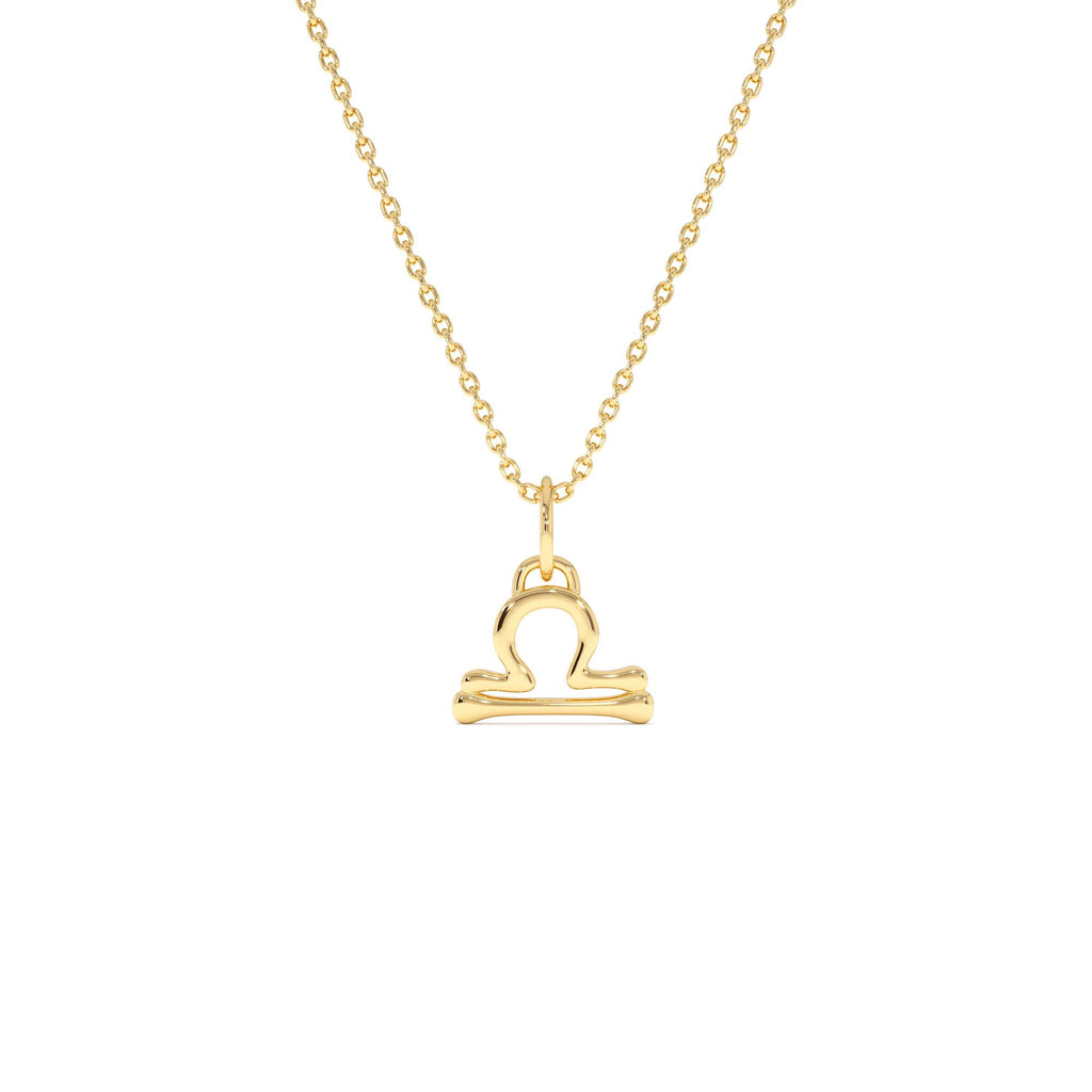 Libra Zodiac Charm Necklace in 14K Gold — view 1