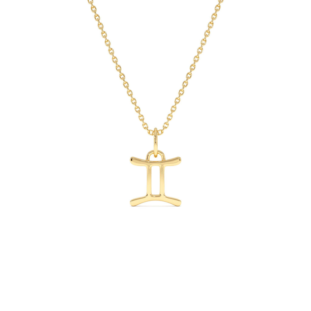 Gemini Zodiac Charm Necklace in 14K Gold — view 1