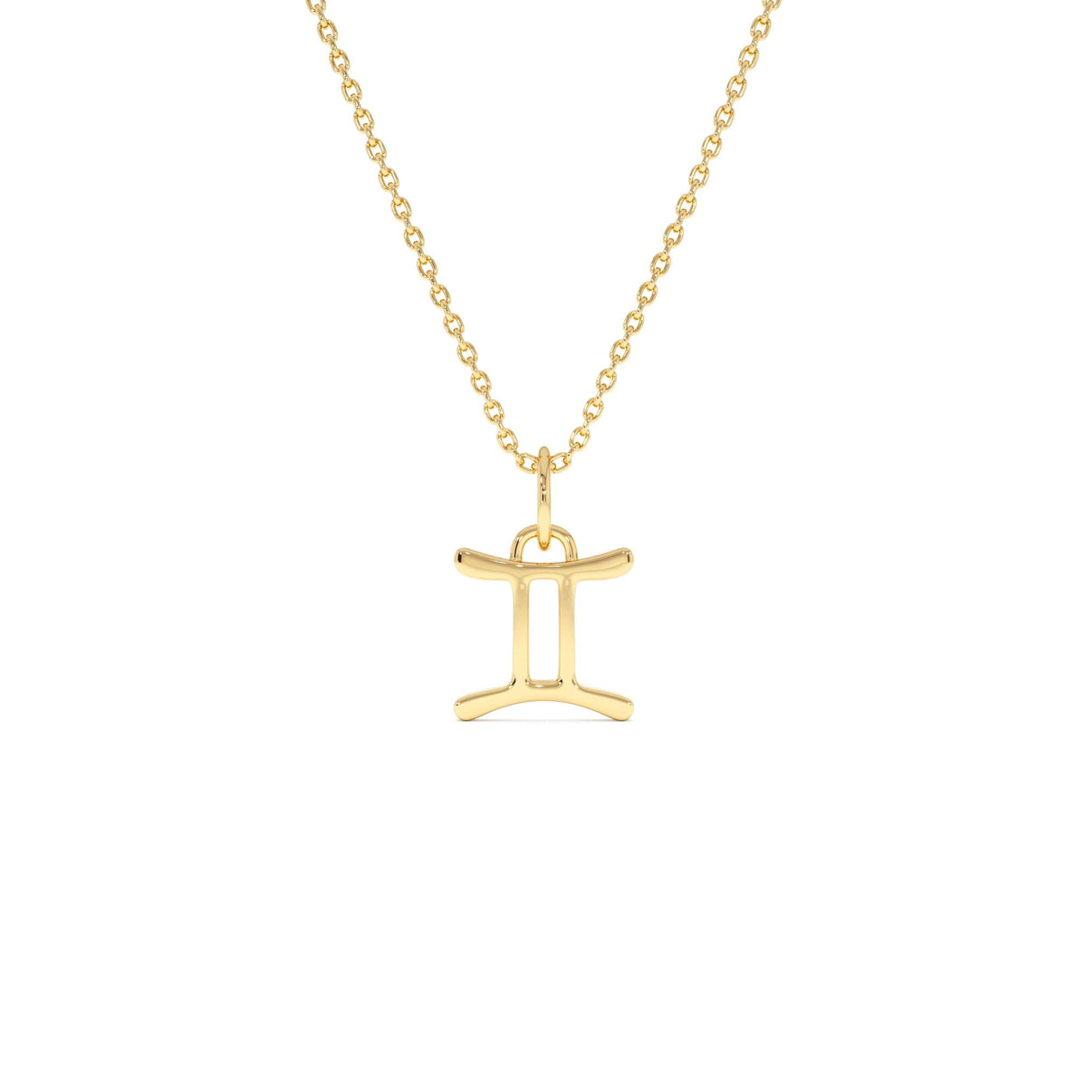 Gemini Zodiac Charm Necklace in 14K Gold — view 1