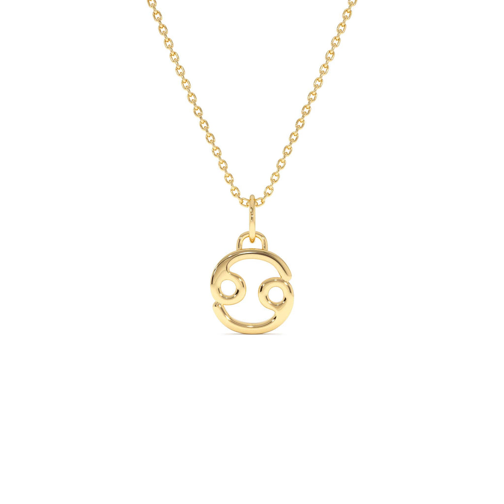 Cancer Zodiac Charm Necklace in 14K Gold — view 1