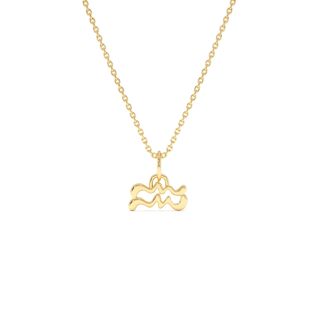 Aquarius Zodiac Charm Necklace in 14K Gold — view 1