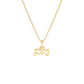 Aquarius Zodiac Charm Necklace in 14K Gold — view 1