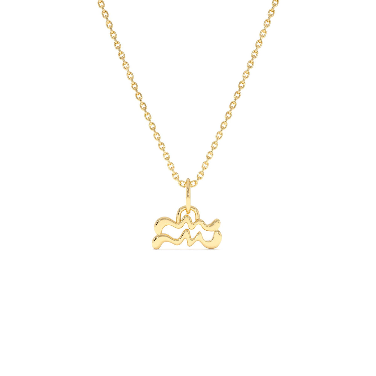 Aquarius Zodiac Charm Necklace in 14K Gold — view 1